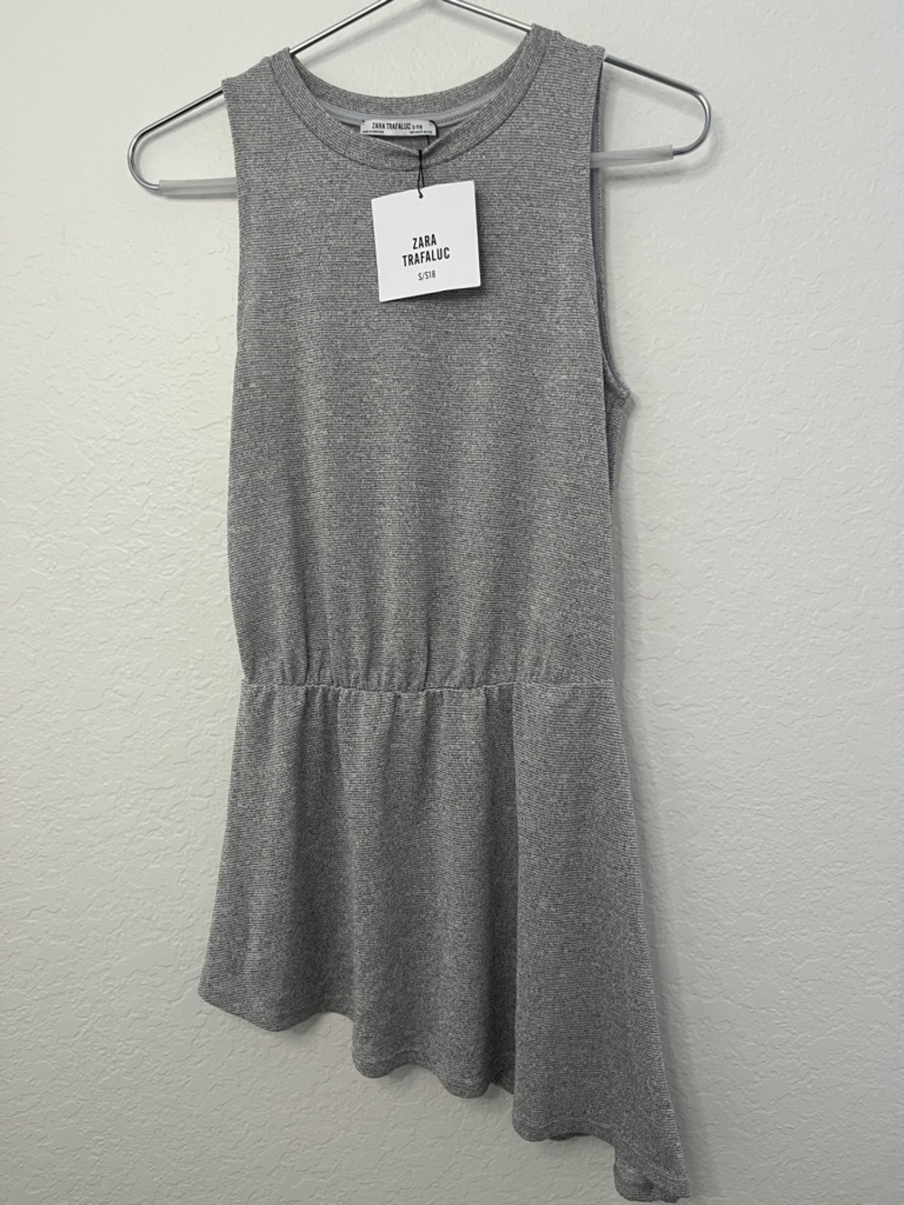 Zara Grey Sleeveless Asymmetric Hem Dress